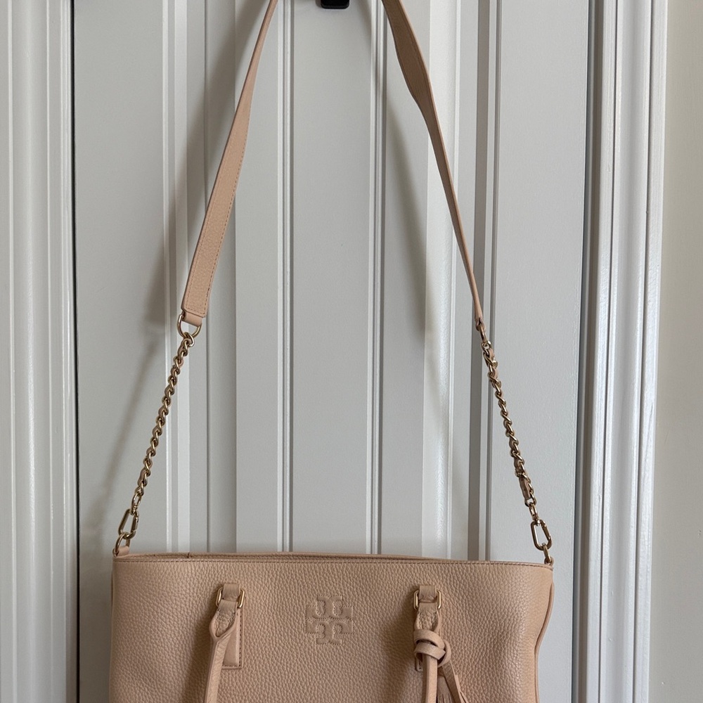 Tory Burch Beige Tote with Tassel - Picture 5 of 6